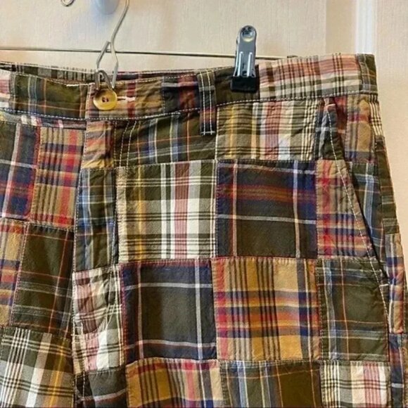 Sonoma Men’s Shorts Flat Front Chino Shorts Cotton Tan Green Blue Plaid Size 36 - Picture 9 of 16